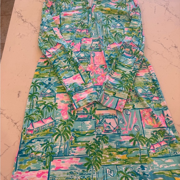Lilly Pulitzer Dresses & Skirts - Lilly Pulitzer Tropical Green and Pink Long Sleeve Dress